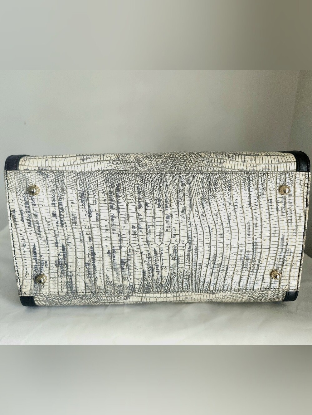 Brahmin Caroline Fairest Whitecap Lizard Embossed Leather Satchel - Picture 12 of 13